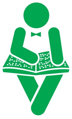 Pictograma de una persona leyendo en braille