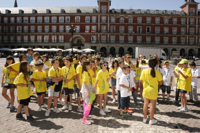 En el centro de la Plaza Mayor de Madrid