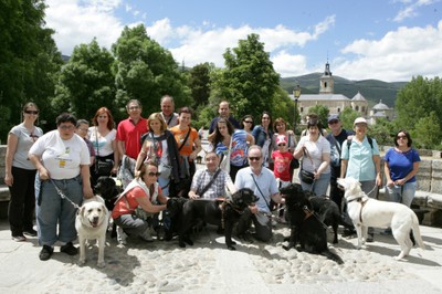 Grupo de usuarios de perros guía en Rascafría (Madrid)