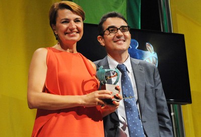 Andrés Ramos, vicepresidente 1º del Consejo General ONCE, con la presidenta del Parlament balear, Margalida Durán