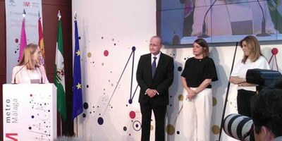 Acto de inauguración del metro de Málaga, con la presencia de la ministra Ana Pastor, a la izquierda de la imagen.