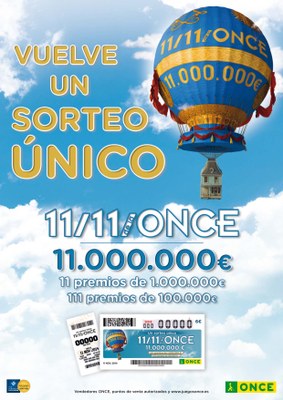 Cartel anunicador de la campaña del sorteo del 11 del 11 de la ONCE 2014