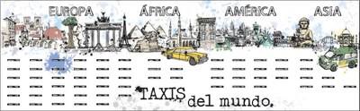 Cartel anunciador de la expo de maquetas de taxis
