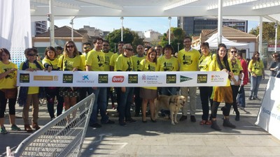 La vicepresidenta del Consejo, Patricia Sanz, y los responsables de ONCE Baleares, en la meta de la carrera popular