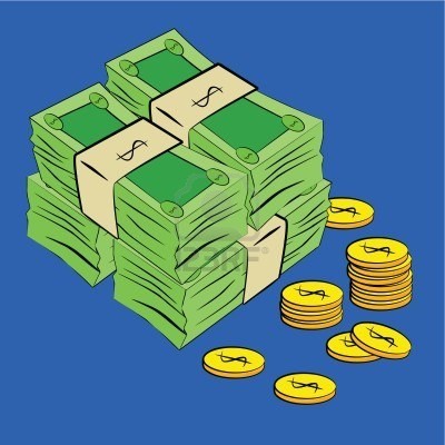 Dibujo: Monedas y billetes