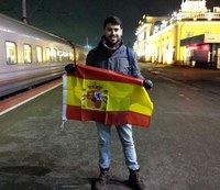Álvaro Bernal en la estación de Moscú