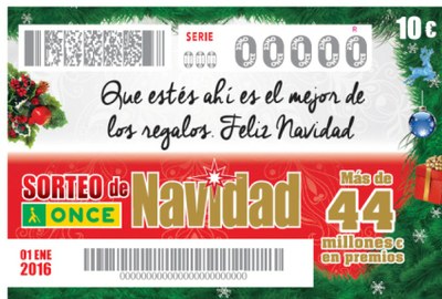 Cupón del Sorteo Extraordinario de Navidad de la ONCE