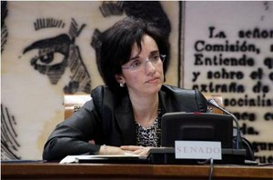 Pilar Villarino durante una reciente intervención en el Senado