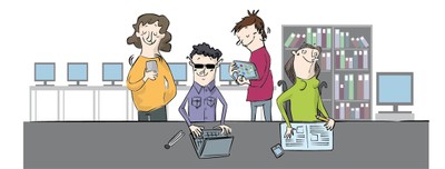 Ilustración sobre estudiantes universitrios con discapacidad