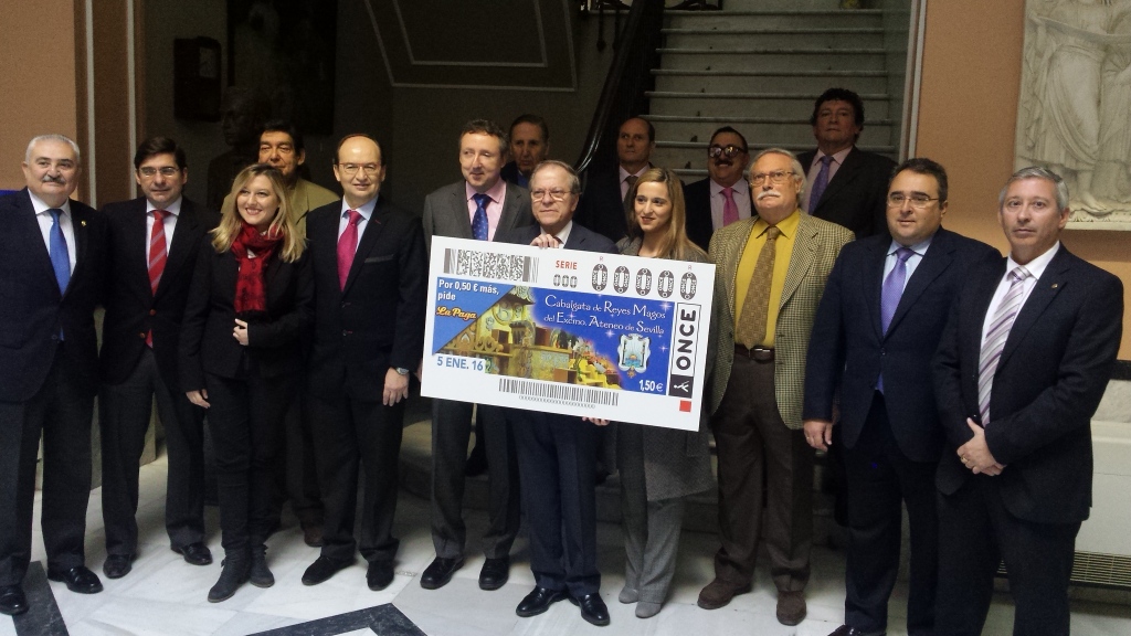 Presentación del cupón del 5 de enero, dedicado a la Cabalgata del Ateneo de Sevilla