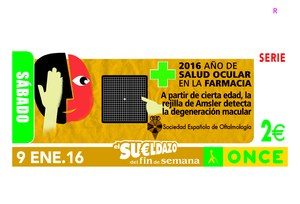 Reproducción del cupón dedicado por la ONCE a la prevención de la degeneración macular