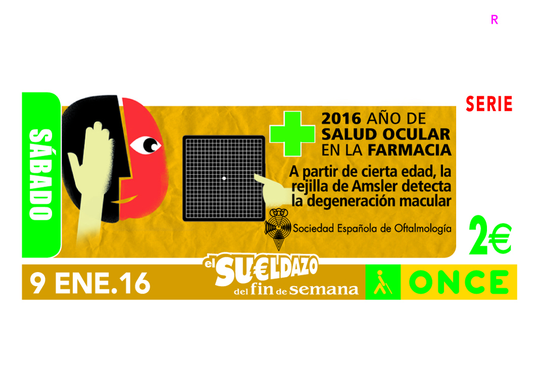 Reproducción del cupón dedicado por la ONCE a la prevención de la degeneración macular