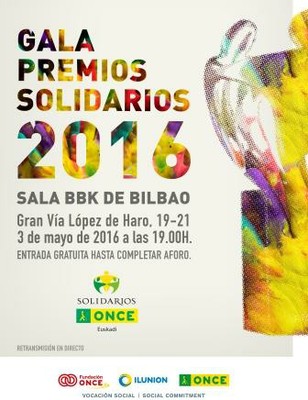 Cartel anunciador de la gala de entrega de Premios Solidarios ONCE 2016 en Bilbao
