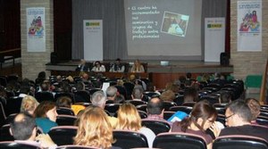 El salón de actos del  CRE durante uno de los actos acogidos por la Jornada
