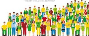 Composición, en dibujo, de trabajadores y afiliados ONCE