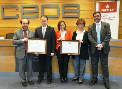 Entrega del certificado de FREMAP en la sede de CEOE-CEIM