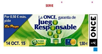 Cupón de la ONCE dedicado al juego responsable