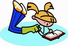 Dibujo de una niña escribiendo en su cuaderno 