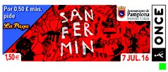 Imagen del cupón del 7 de julio, con el cartel de las Fiestas de San Fermín como motivo gráfico