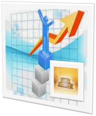 Composición gráfica con el logo de Eurojackpot y una flecha ascendente