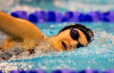 María Delgado durante el desarrollo de una prueba en la piscina