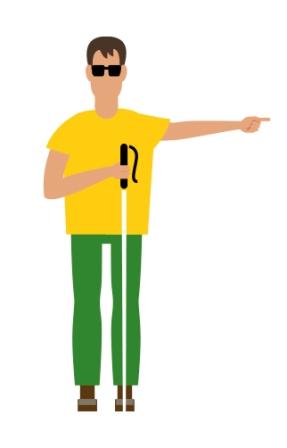 Un trabajador condiscapacidad. Dibujo