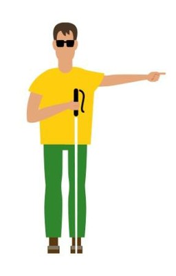 Un trabajador condiscapacidad. Dibujo