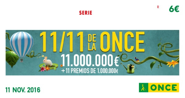 Imagen del cupón del Extraordinario del 11 del 11 de la ONCE