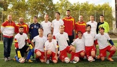 Jugadores y equipo técnico de la selección española de fútbol para ciegos