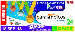 Reproducción del cupón dedicado a la jornada de clausura de los Juegos, que se sortea el 18 de septiembre