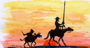 Dibujo de Don Quijote de La Mancha y Sancho Panza