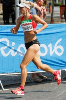 Elena Congost en pleno esfuerzo durante la prueba de maratón