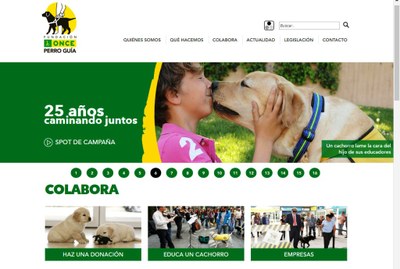 Aspecto de la home de la web de la Fundación ONCE del Perro Guía