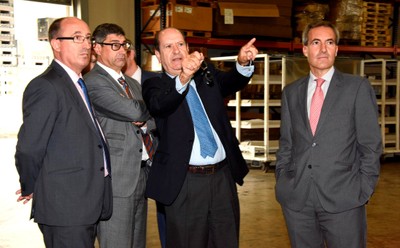 De izquierda a derecha, Julio Miguel, José Luis Pinto, Miguel Lamas y Alejandro Oñoro durante la visita a las instalaciones