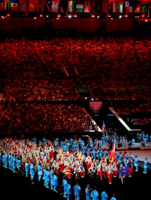 El equipo paralímpico español durante el desfile en la ceremonia de inauguración de los Juegos de Río