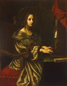 Oleo. Santa Cecilila, atribuída a Carlo Dolchi