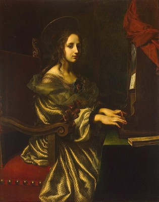 Oleo. Santa Cecilila, atribuída a Carlo Dolchi