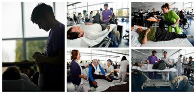 Collage de imágenes de los alumnos de la Escuela en el Hospital de Parapléjicos de Toledo