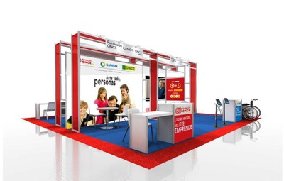 Maqueta del estand de ONCE, su Fundación e ILUNION en la Feria