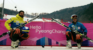 Santacana (a la derecha) y Galindo, en las pistas de Pyeongchang