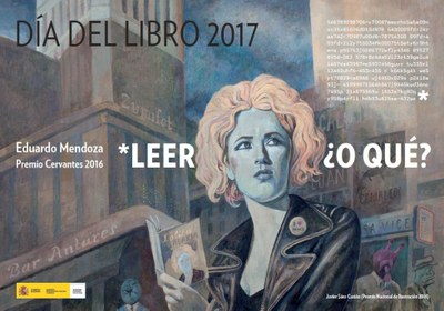 Cartel Día del Libro, basado en una de las novelas de Eduardo Mendoza, Premio Cervantes 2016