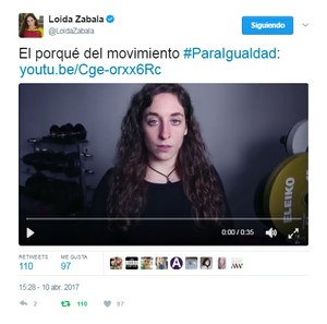 Captura de la imagen del tuit reivindicativo de Loida Zabala