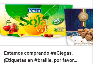 Twit en redes sociales reivindicativo del etiquetado en braille