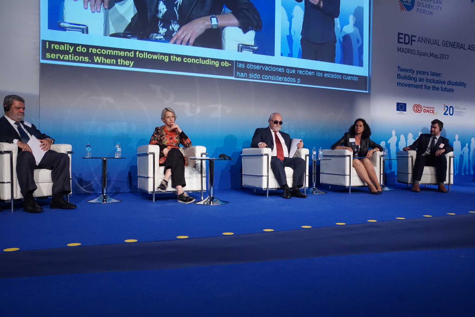 Mesa-debate “1997-2017, Veinte años luchando contra la discriminación de la discapacidad” , con Rodolfo Cattani, Helga Stevens, Yannis Vardakastanis, Ana Peláez y Bede Sheppard
