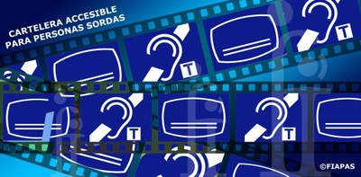 Cartel de FIAPAS reivindicando el cine accesible para las personas sordas