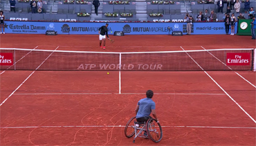 Un momento del peloteo entre Nadal y Caverzaschi 