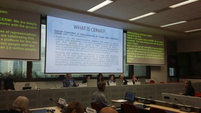 Momento de la participación de la representante del CERMI en Bruselas