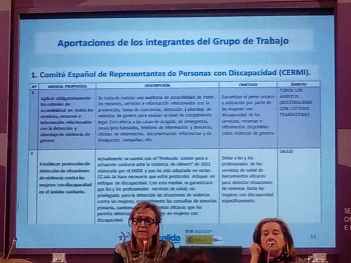 Pantalla con la aportaciones del CERMI al Pacto de Estado