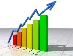 Un gráfico de flechas ascendente, simbolizando la evolución de las ventas de juego público en el primer semestre de 2017