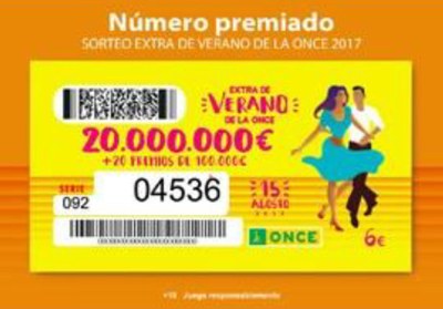 Cupón de extra de verano con el número y la serie premiados